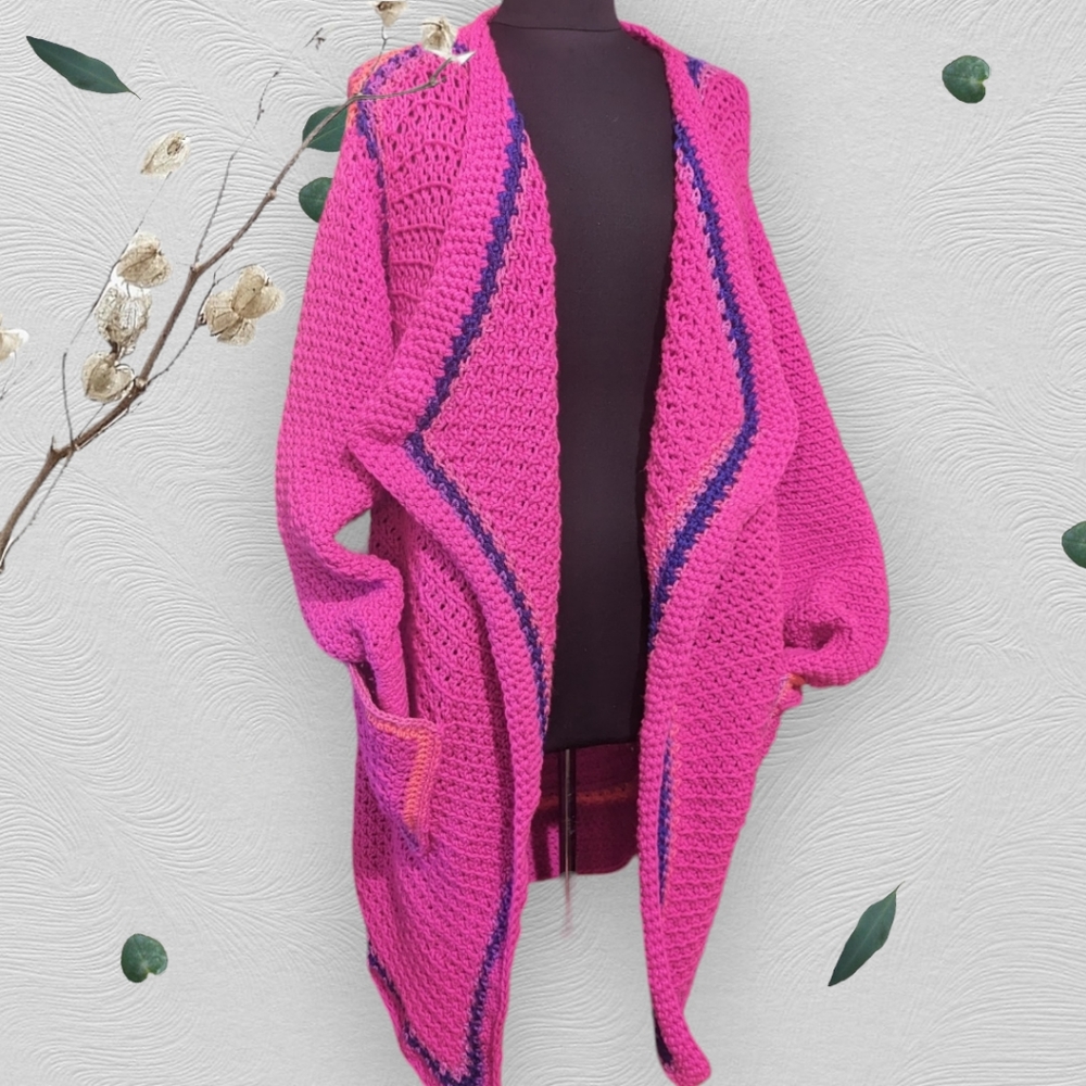 Hand Crafted Cardigan (Fuchsia)